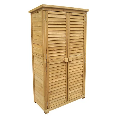 WILTEC Armadio da giardino con ante battenti a persiana 870x465x1600 mm legno di abete