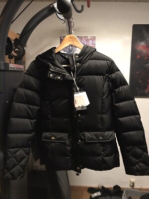 Liu Jo Edle schwarze Designer Winterjacke mit Kapuze, Größe XS