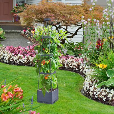 Tomato Planter with Trellis 55'' Self-Watering Raised Garden Bed Planter Box