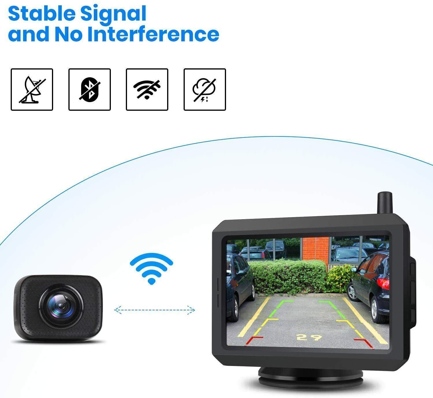 AUTO-VOX W7 Wireless Digital Rear View Camera + 5" HD LCD Monitor Parking Aid Kit