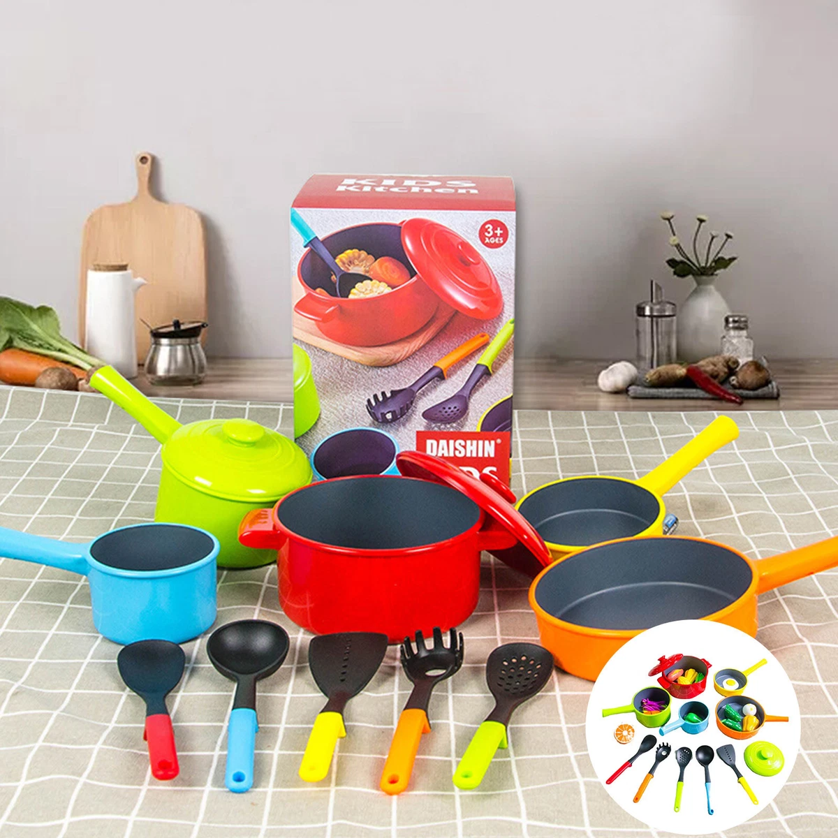 Toddler Children Kitchen Play Set For Kids Pretend Playset Baker Toy Cooking