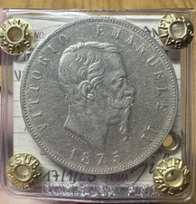 REGNO D' ITALIA VITTORIO EMANUELE II 5 LIRE 1875 MILANO sigillata BB/SPL