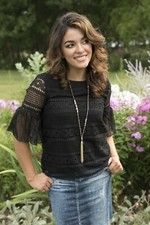 Banana Republic Black S/S Lace top sheer sleeves NEW