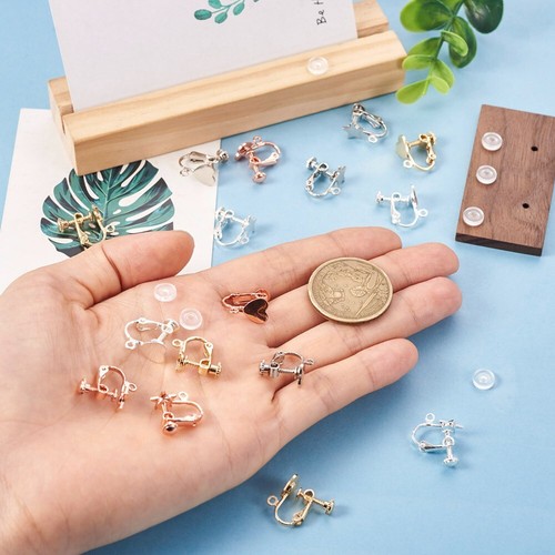 16Pcs Brass Star Heart Clip-on Earring Findings Screw Back Ear Wire Non Pierced - Picture 6 of 9