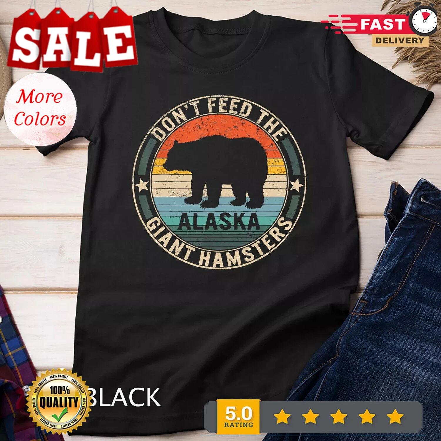 2025 Alaska Grizzly Bear Kodiak Unisex T-Shirt Do Not Feed The Giant Hamsters