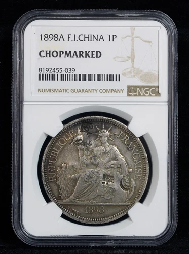 1898A French Indochina Piastre Merchant Chopmarked Silver Trade "Dollar" NGC
