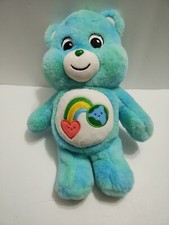 Care Bears Plush Love The Earth Blue Bear Heart Rainbow Care Bear 13" Size 2021
