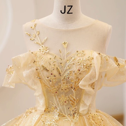 UK Yellow Evening Formal Party Ball Gown Prom Bridesmaid Host Acting Dress GS898 - Picture 9 of 13