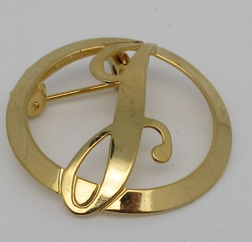 VTG OPEN WORK GEOMETRIC SMALL Pin Brooch 1" round gold tone costume jewelry