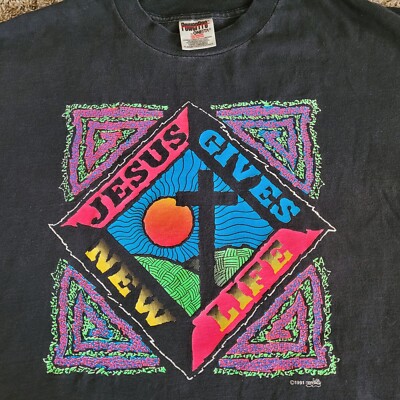 Vintage Christian Jesus Gives New Life T-Shirt XL 90s Single 