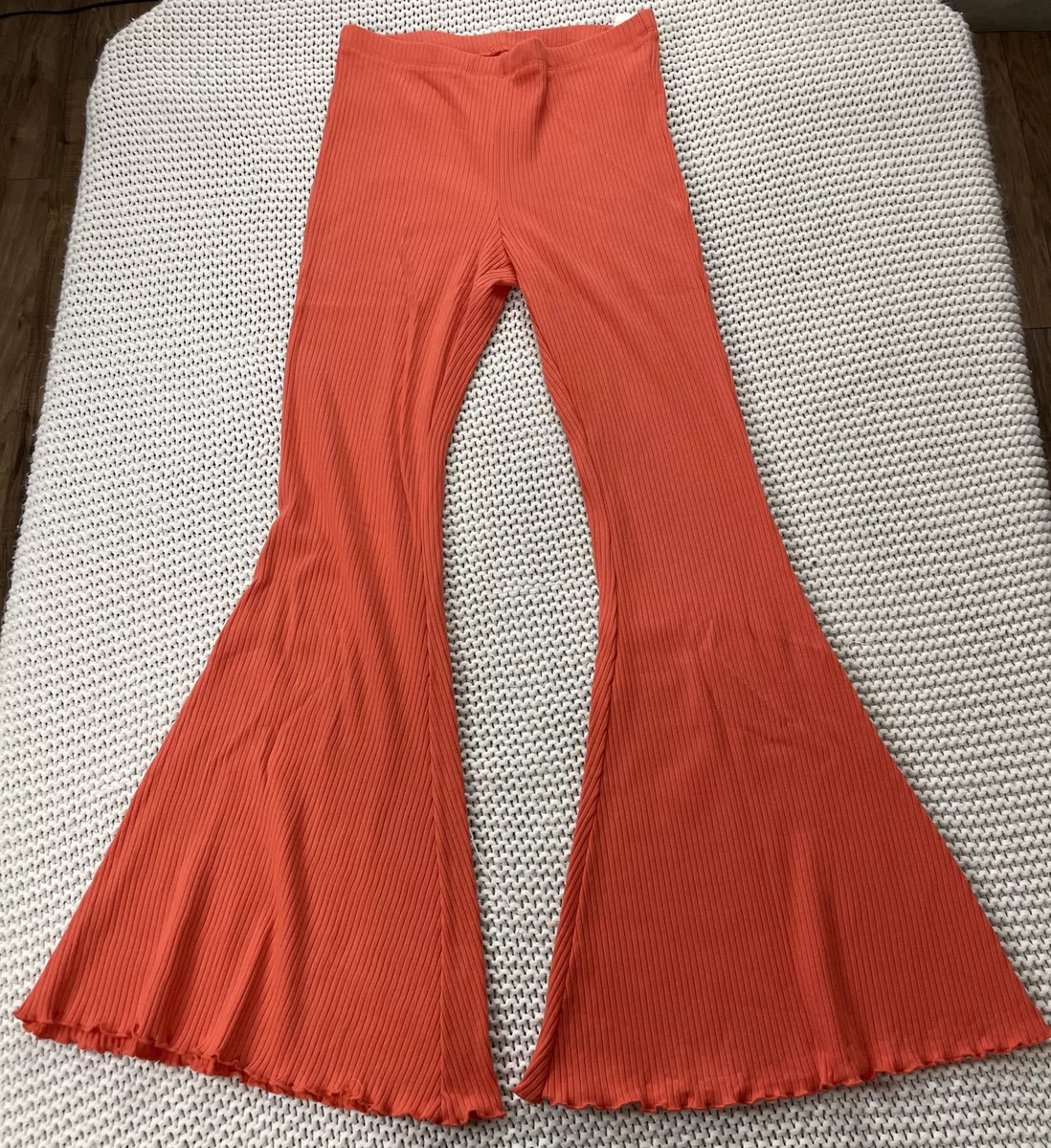 Aerie Kick-It Ribbed High Waisted Super Flare Pant Size XL Coral