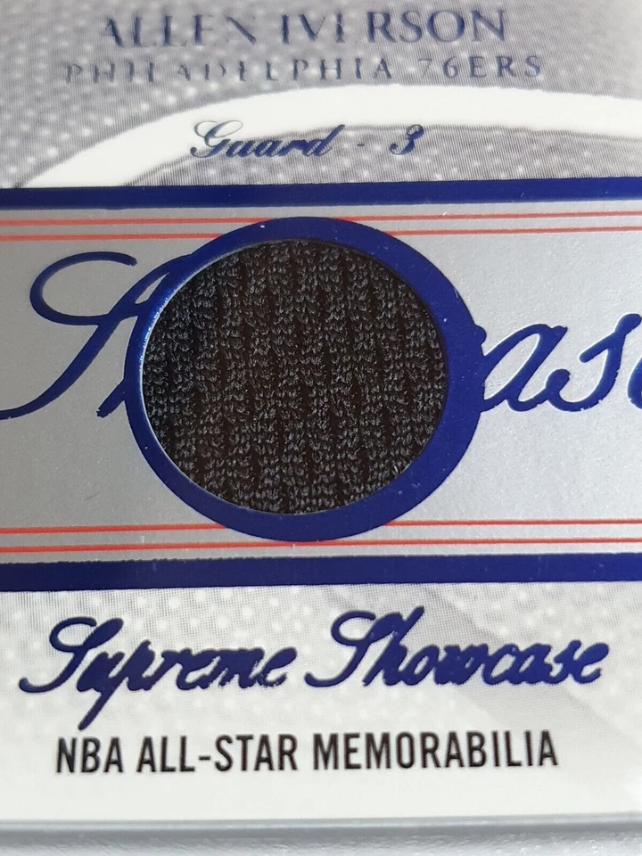 2004 Fleer Showcase Allen Iverson #PATCH BLUE /45 Game Worn Jersey - Rare - Image 2 of 4