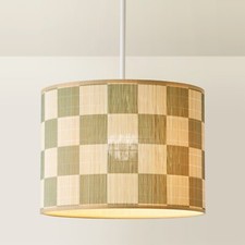 Lampshade Easy Fit Lightshade Bamboo Ceiling Lamp Light Shade Checker Stripes