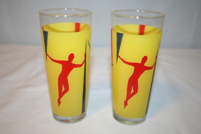 2 Dance Around Milk Glasses Werner Pawlok 1993 Box #8 Ritzenhoff Milk Club