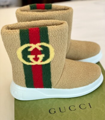 NWB GUCCI Men's Apre Ski Brown Tan Ankle GG Logo Snow Ski