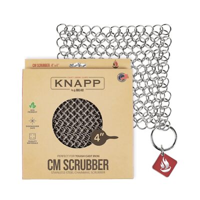 Knapp Made Original 4'' Cast Iron Scrubber Chainmail Scrubber For Cast Iron Pans 
