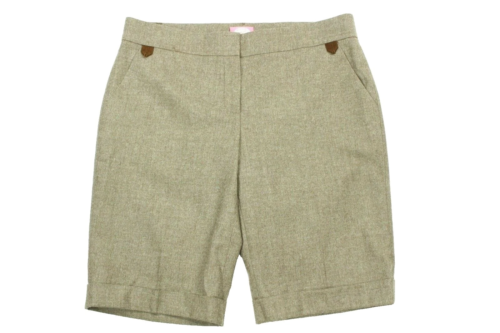 Mezcla de lana pantalones cortos Marrón espiga para Mujeres