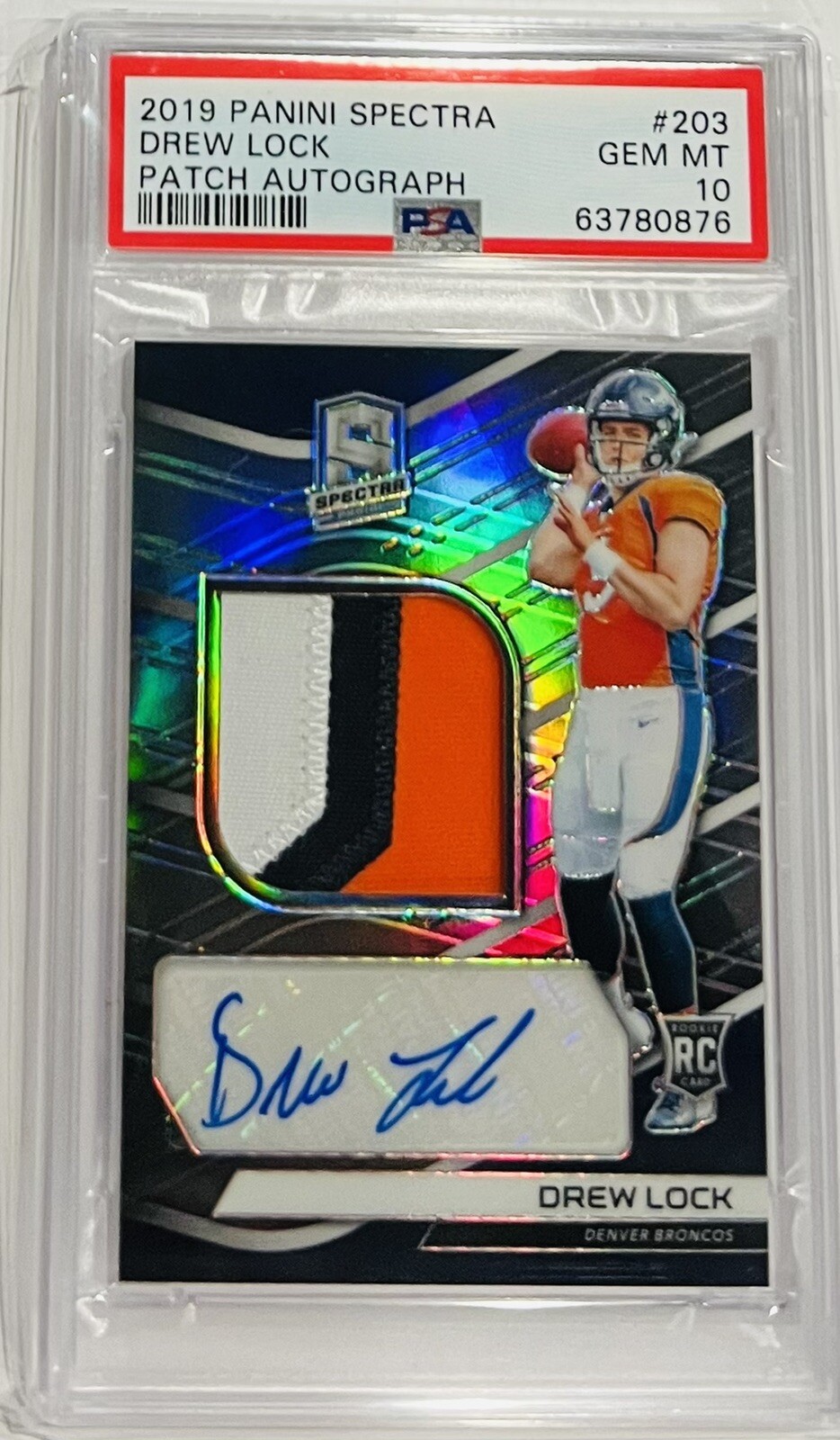 Drew Lock Panini Spectra #203 Patch Autograph