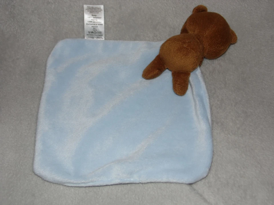 Tesco teddy comforter soft toy F&F blue blankie brown bear - Image 4 of 4