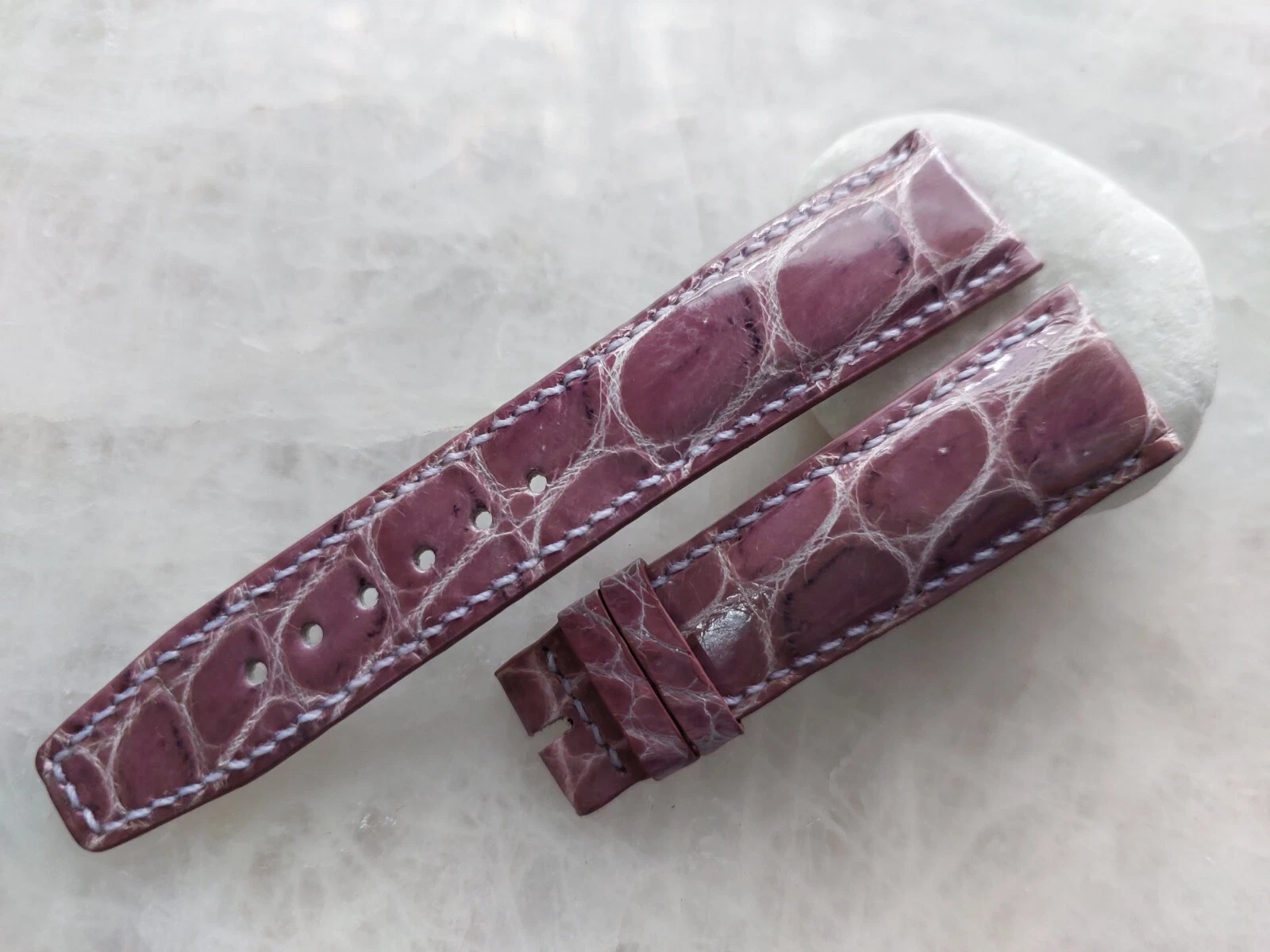 21mm/18mm Purple Alligator Crocodile Print Leather Watch Strap Band