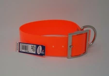 HUNTING DOG COLLAR 200D ORANGE DAYGLO 25" X 2" WIDE FREE BRASS NAMEPLATE