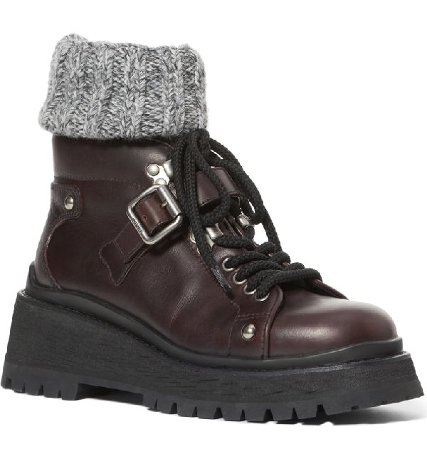 MIU MIU PRADA BROWN 5U184C LEATHER BELTED BUCKLE STUDS KNIT MIU MIU PRADA BROWN 5U184C LEATHER BELTED BUCKLE STUDS KNIT