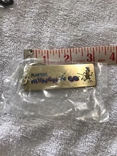 Vintage Planters Mr Peanut Munch N Go Brass Key Ring Fob Chain MIP