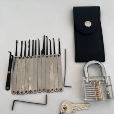 Lockpicking Practice Set  15 PCS Stainless Steel Tools with Transparent Training