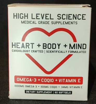 Omega 3 CoQ10 Vitamin E Fish Oil High Level Science Dietary Supplement Softgels