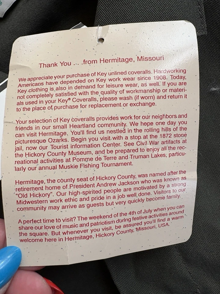 Vintage Key Imperial Green Coveralls New Old Stock  Size 52 Long - Image 4 of 4