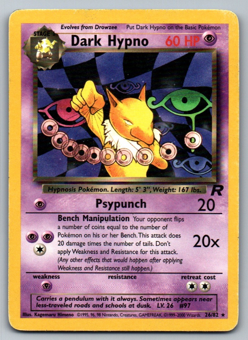 Dark Hypno 26/82 Rare Team Rocket Pokemon Unlimited Near Mint