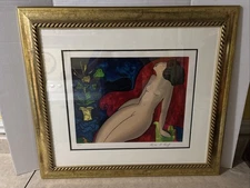Linda Le Kinff “Reclined Nude with Roses” Signed Serigraph Print 191/350