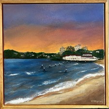 Original Acrylic Painting- Framed ‘A Manly sunset’, beach coastal