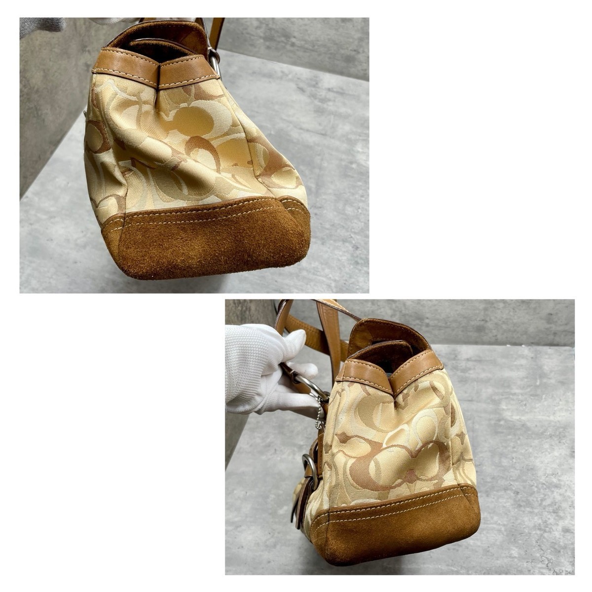 Coach 10145 Chelsea Optic Signature Dark Brown Suede beige