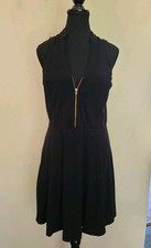 Express Womens Sleevless 1/2 Zip Up Dress Black Size M