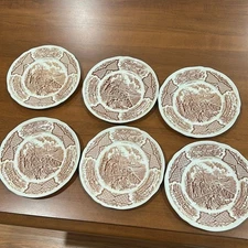 Brown and White Transferware Set of Dinnerware, Plates Alfred Meakin Fair Winds