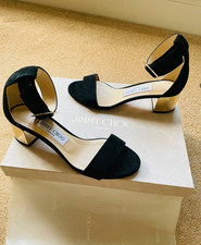 Sandali Jimmy Choo Jaimie neri scamosciati tacco oro UK 3 - come nuovi costo 650€