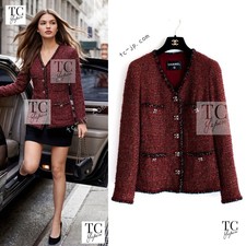 CHANEL Jacket 11A Red Black Gold Metallic Fantasy Tweed Karl Lagerfeld 40 US8
