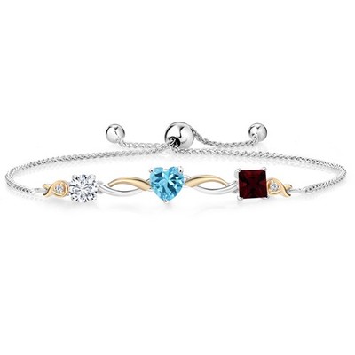 Keren Hanan 2.37 Ct E-F Lab Grown Diamond Swiss Blue Topaz 925 Silver and 10K