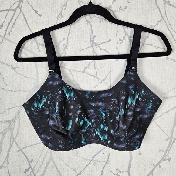 Knix Black Abstract Brushstroke Printed Evolution Wireless Bra | Women's 7