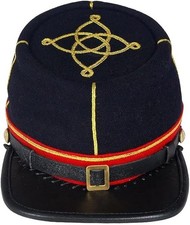 US Civil War Artillery Lieutenant Kepi Red Band 1 Row Leather Peak All Sizes