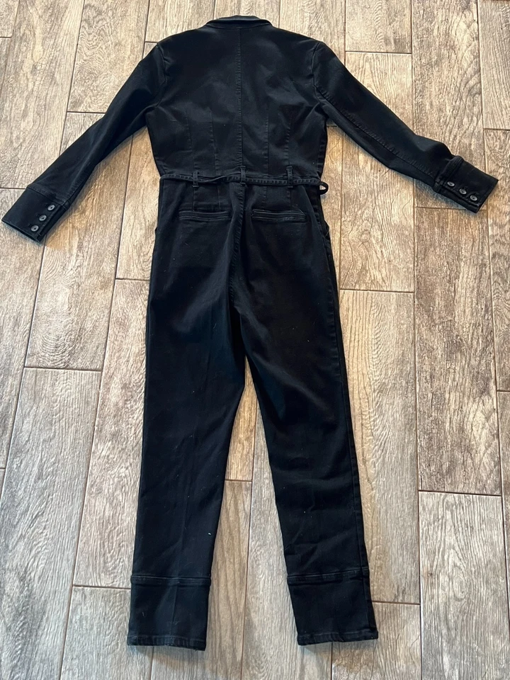 Mono vaquero Free People talla 2 una pieza manga larga mameluco negro abotonado Foto 2 de 4