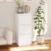 Schmales Sideboard Weiß Massivholz Kiefer Wohnzimmer 32X34X75 Cm