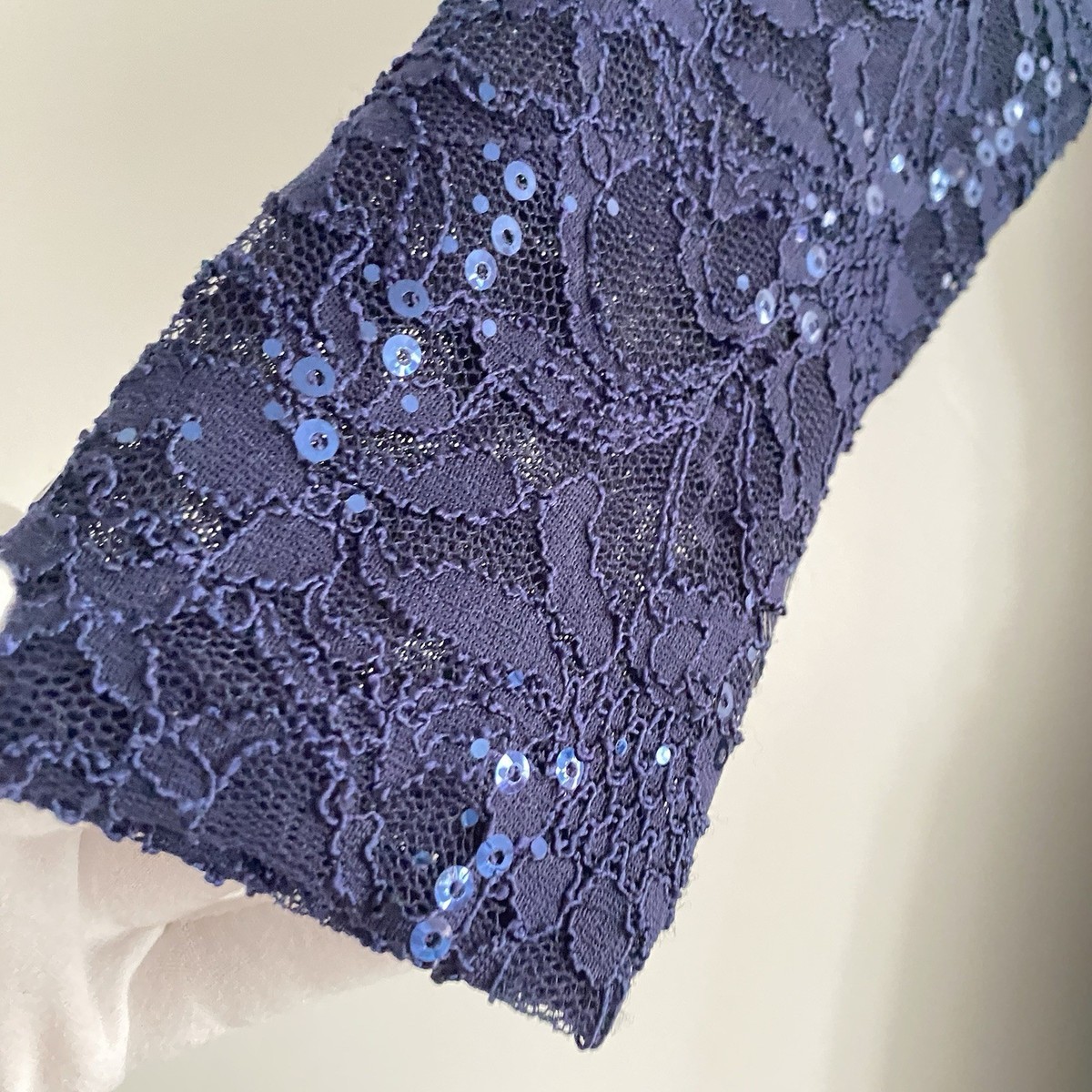 Ralph Lauren LACE MIDI DRESS sequin ワンピース NAVY Sally Lou Women's Midi A-Line Dress Lined Solid Short Sleeve