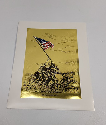 Gold Foil Iwo Jima Flag Raising 10x8