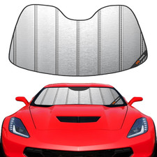 Pigenius Windshield Sunshade For Chevy Corvette C7 2014-2019 Metallic Silver