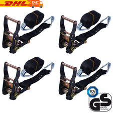 4 Stück Spanngurte Zurrgurte mit Ratsche 2000 kg 4 m schwarz En 12195-2 TÜV