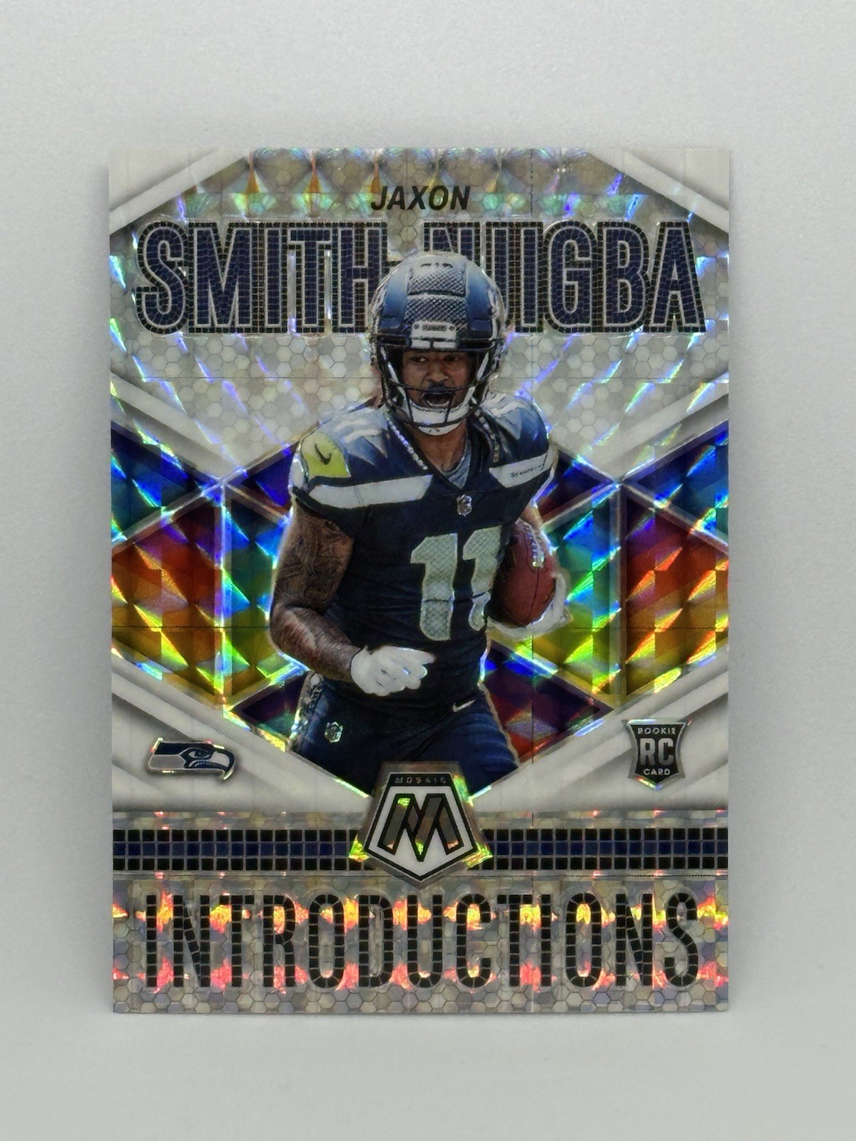 2023 Mosaic - Introductions Jaxon Smith-Njigba #I-7 White Mosaic Prizm /25 (RC)