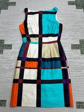 Kate Spade Dress Womens 6 Blue Orange White Cotton Blend Blouson *