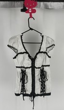 Vtg Tripp Nyc Milkmaid Corset Top White Black Lace Up Coquette Y2k Goth L Rare Vtg Tripp Nyc Milkmaid Corset Top White Black Lace Up Coquette Y2k Goth L Rare